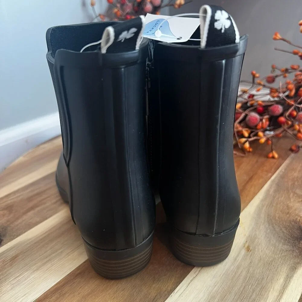 Lucky Brand ''BUNITA'' Women's Rain Boot Black Rubber Size 7.0 M Black